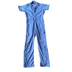 Vintage Small Painters Coveralls Blue Mechanic Jumpsuit Short-Sleeve RED KAP